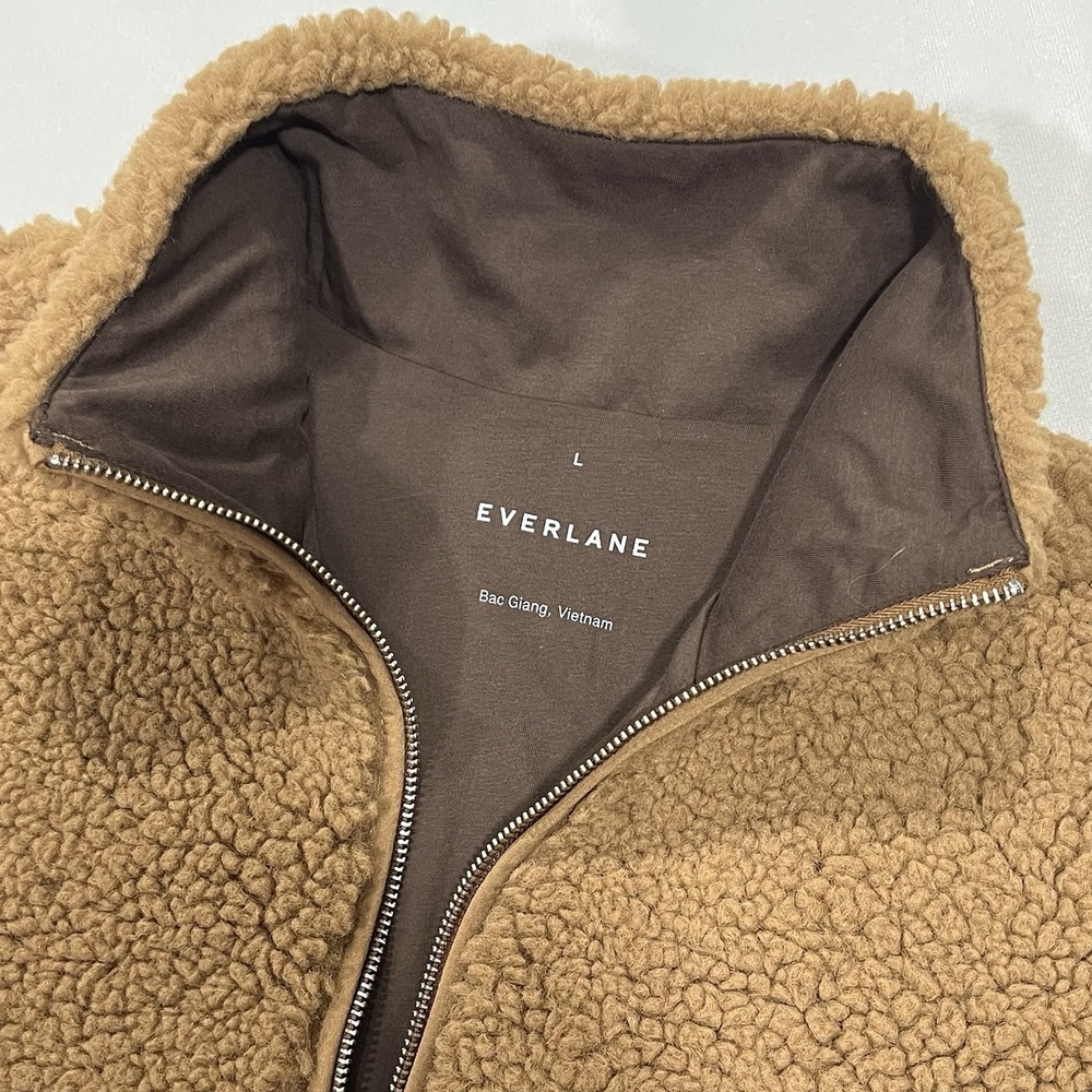 Everlane The ReNew Fleece Full Zip Shearling Inspired Teddy Bear Jacket Sz Large - Picture 4 of 9